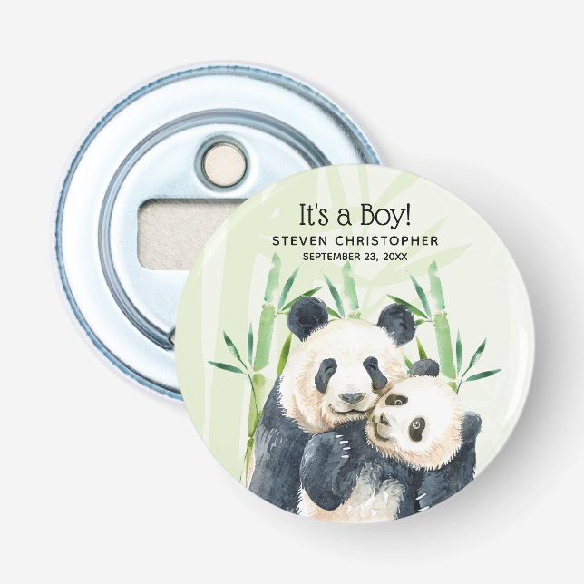 Das ist ein Junge! Niedlicher Panda-Bär Flaschenöffner (Vorderseite)