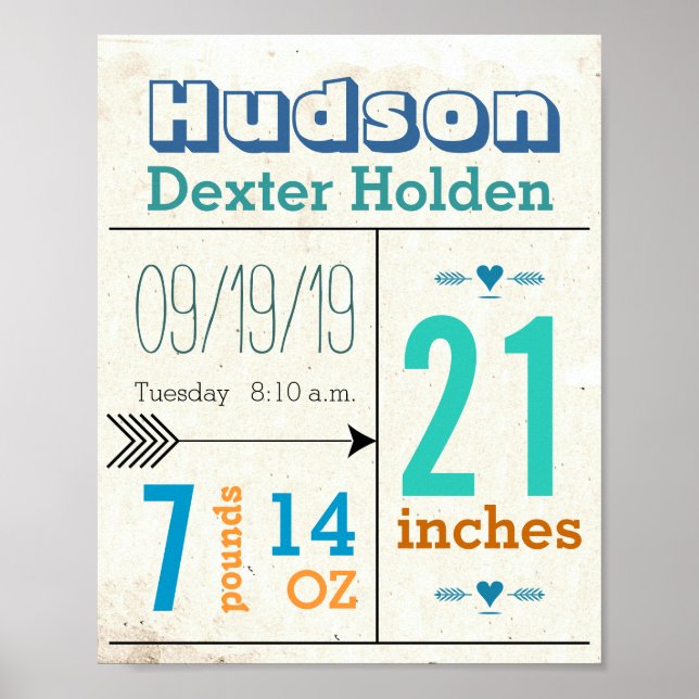 Das ist ein Junge! Niedlicher Pfeil für neue Babys Poster (Vorne)