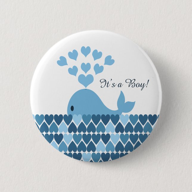 Das ist ein Junge! Niedlicher Wal Button (Vorderseite)