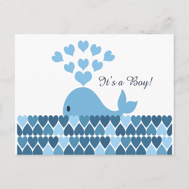 Das ist ein Junge! Niedlicher Wal Postkarte (Vorderseite)