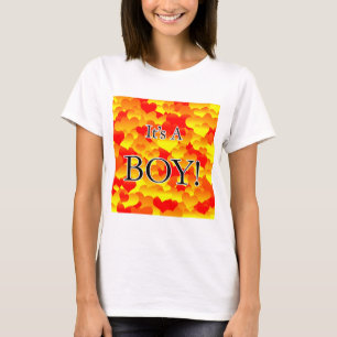 Das ist ein Junge! Rotes und gelbes Herz T-Shirt