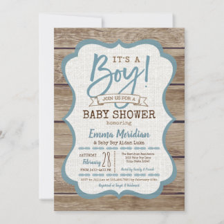 Das ist ein Junge! Rustic Wood Baby Dusche Einladu Einladung