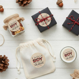 Das ist ein Junge! Rustikale Karierte Lumberjack B Runder Aufkleber