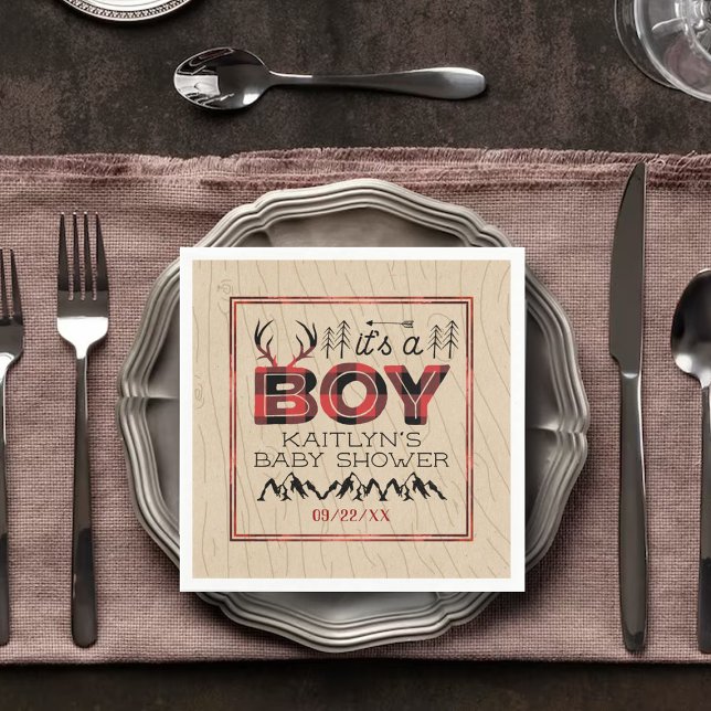 Das ist ein Junge! Rustikale Karierte Lumberjack B Serviette (Von Creator hochgeladen)