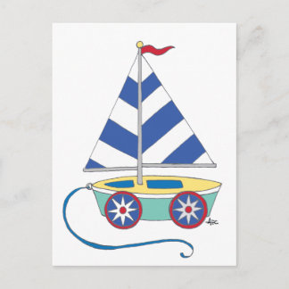 Das ist ein Junge! Toy Sailboat Postcard Postkarte