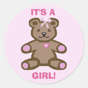 Das ist ein kleiner, rosa Teddybär Runder Aufkleber