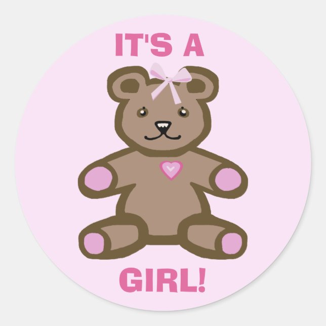 Das ist ein kleiner, rosa Teddybär Runder Aufkleber (Vorderseite)