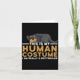 Das ist ein menschliches Kostüm ein Rottweiler-Hun Karte
