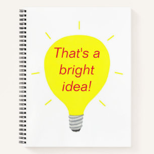 Das ist eine helle Idee, gelbe Lampen-Notebooks Notizbuch