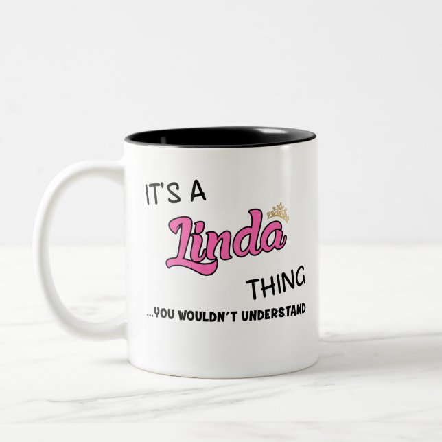 Das ist eine Linda-Sache, die man nicht verstehen  Zweifarbige Tasse (Links)