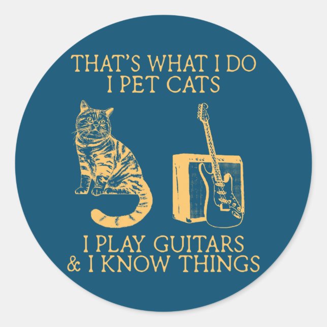 Das ist es, was ich füttere Katzen, die ich Gitarr Runder Aufkleber (Vorderseite)