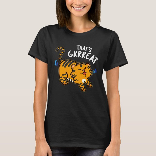 Das ist Großer Funny Tiger Growl Pun Dark BG T-Shirt (Vorderseite)
