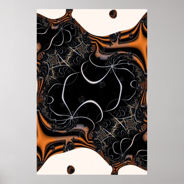 Das ist Halloween | Schwarz und Orange Fraktal Art Poster (Vorne)