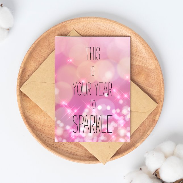 Das ist Ihr Jahr zum Sparkle - Pink Bokeh Geburtst Postkarte (Von Creator hochgeladen)