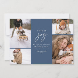Das ist Joy Blue Minimalistisches Multi-Foto Feiertagskarte