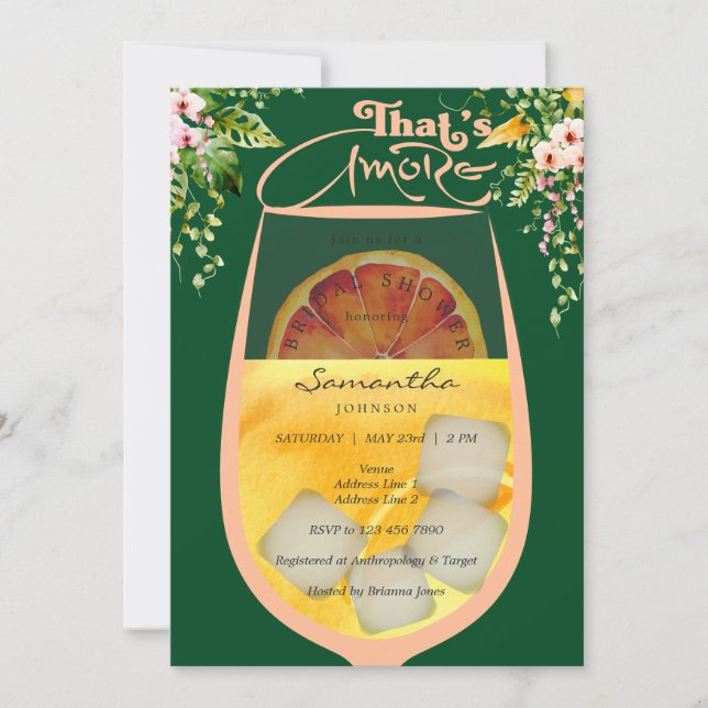 Das ist mehr Peach Fuzz Green Aperol Brautparty Einladung (Vorderseite)