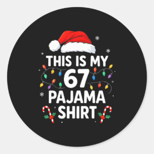 Das ist mein 67 Pyjama-Shirt Lustiges Weihnachten  Runder Aufkleber