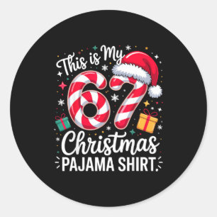 Das ist mein 67 Weihnachts-Pyjama Lustiges Weihnac Runder Aufkleber
