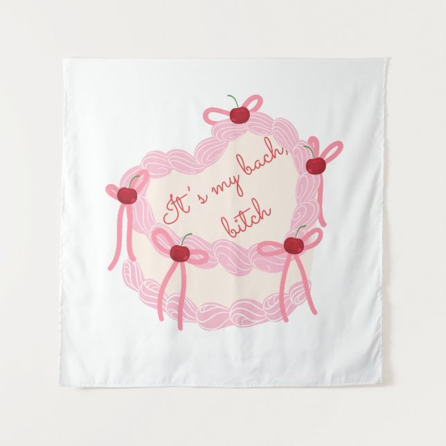 Das ist mein Bachelorette | Coquette Cake Brautpar Wandteppich (Vorderseite)