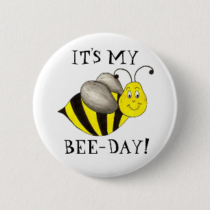 Das ist mein Bee Day Bumblebee Birthday Bday Girl Button
