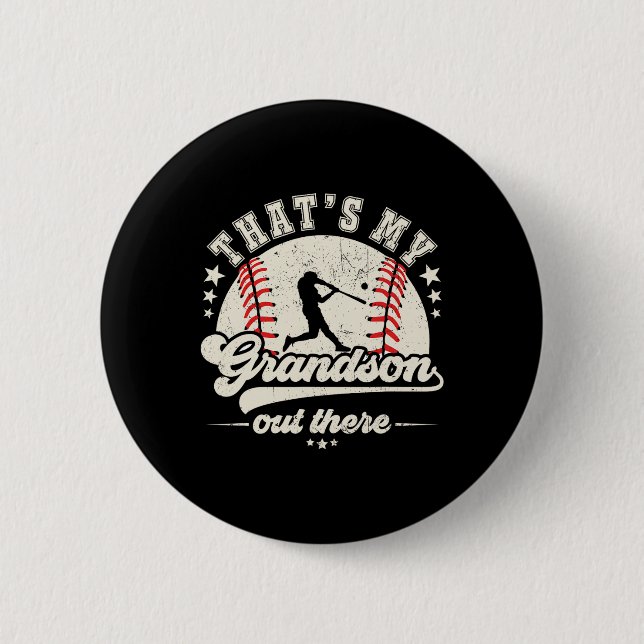 Das ist mein Enkel da draußen Baseball Großmutter  Button (Vorderseite)