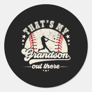 Das ist mein Enkel da draußen Baseball Großmutter Runder Aufkleber