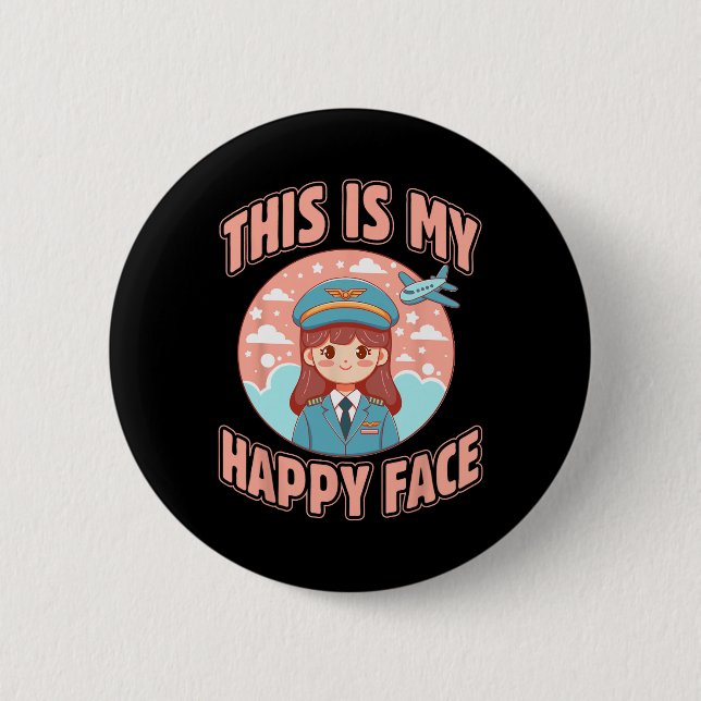 Das ist mein glückliches Face Funny Funny Woman Pi Button (Vorderseite)
