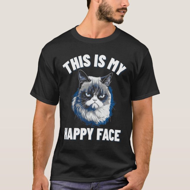 Das ist mein glückliches Gesicht - lustige Katze m T-Shirt (Vorderseite)