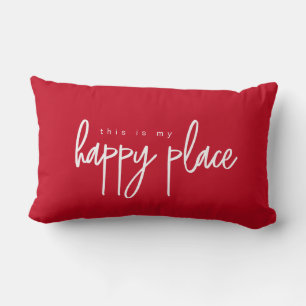 Das ist mein Happy Place Modern Typografie rot Lendenkissen