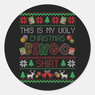 Das ist mein hässliches Weihnachtsbingo-Shirt, das Runder Aufkleber