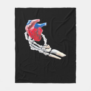 Das ist mein Herz - Skeletton Herz Hände Fleecedecke