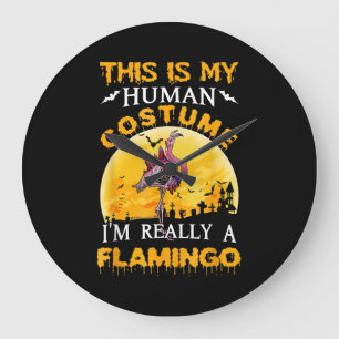 Das ist mein menschliches Kostüm wirklich Flamingo Große Wanduhr