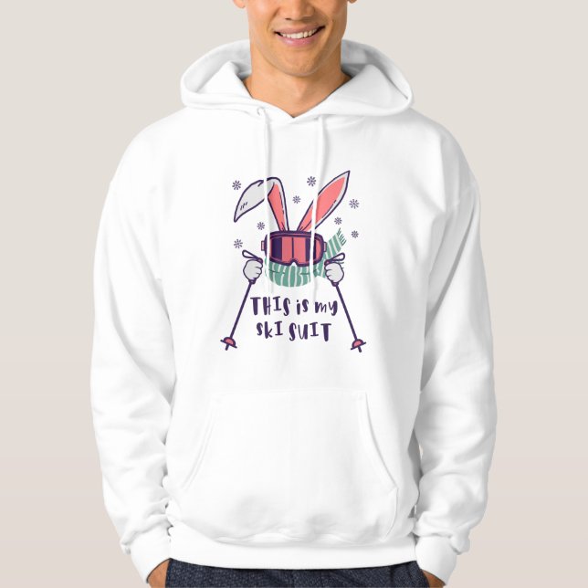 Das ist mein Ski-Anzug-Kaninchen mit Skistöcken Hoodie (Vorderseite)