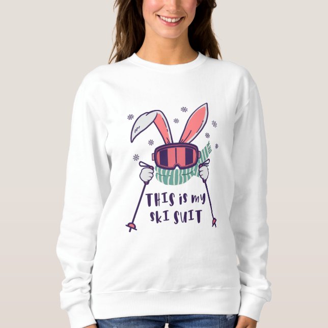 Das ist mein Ski-Anzug-Kaninchen mit Skistöcken Sweatshirt (Vorderseite)