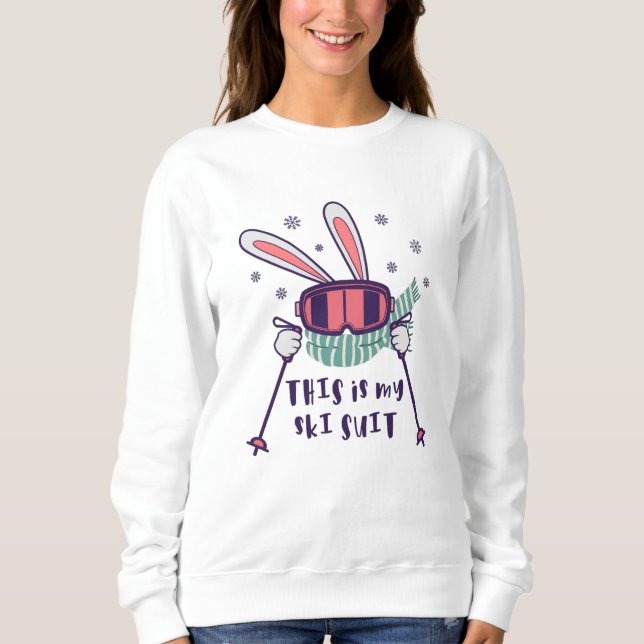 Das ist mein Ski-Anzug-Kaninchen mit Skistöcken Sweatshirt (Vorderseite)