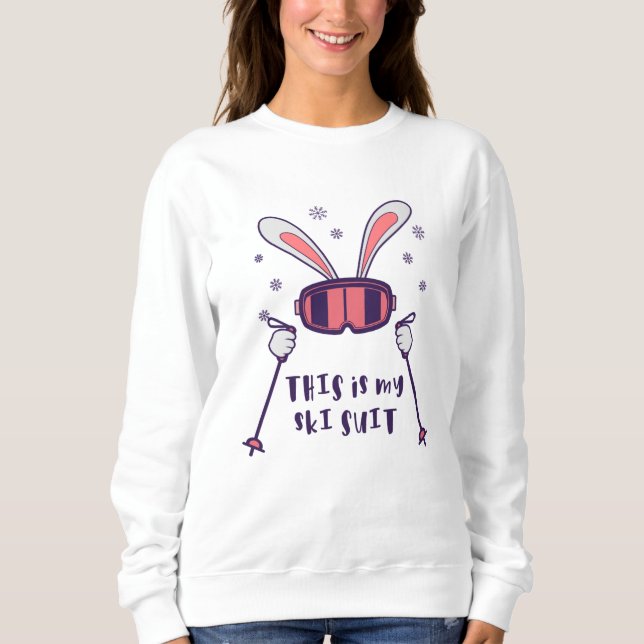Das ist mein Ski-Anzug-Kaninchen mit Skistöcken Sweatshirt (Vorderseite)