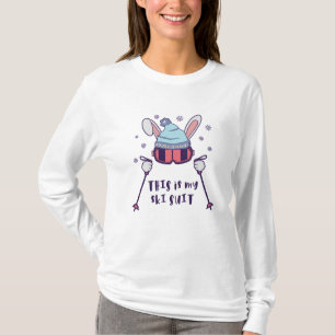 Das ist mein Ski-Anzug-Kaninchen mit Skistöcken T-Shirt