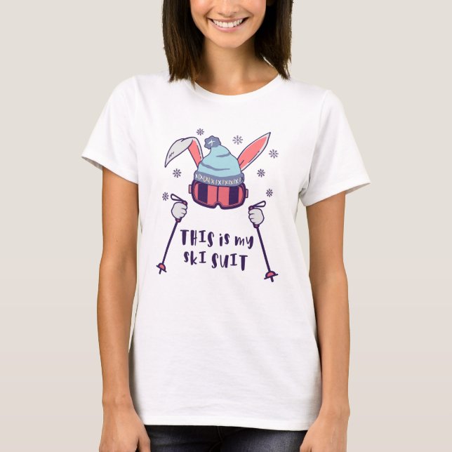 Das ist mein Ski-Anzug-Kaninchen mit Skistöcken T-Shirt (Vorderseite)