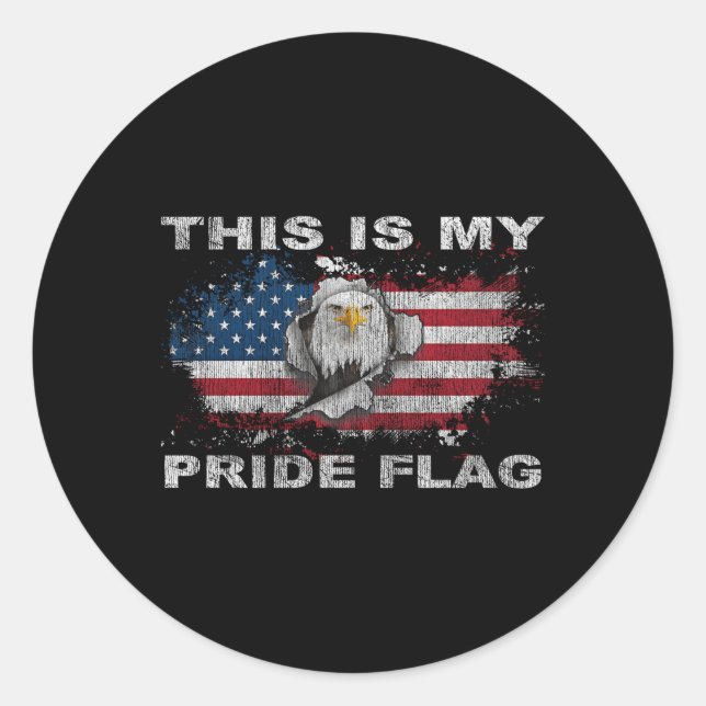 Das ist mein Stolz Flag USA American 4. Juli Pat Runder Aufkleber (Vorderseite)