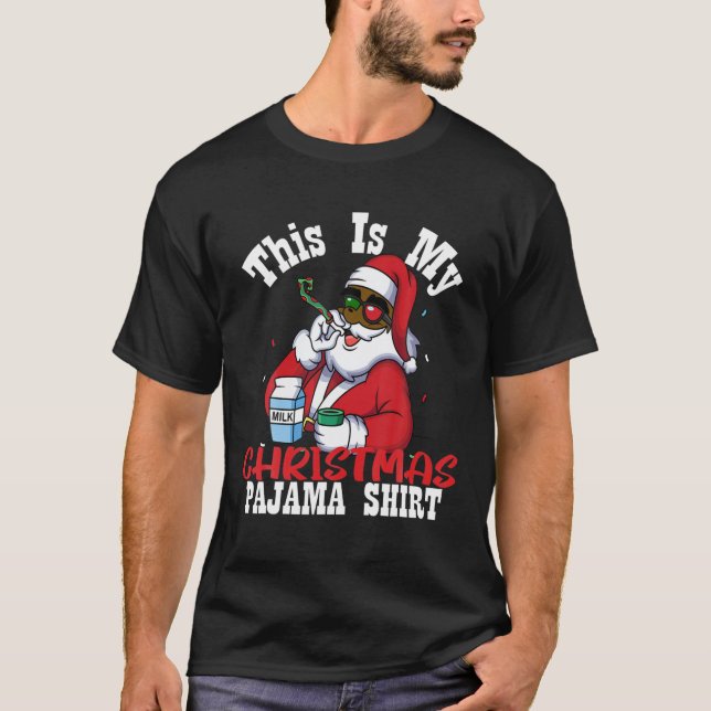 Das ist mein Weihnachts-Pajama-Afrikanischer Santa T-Shirt (Vorderseite)