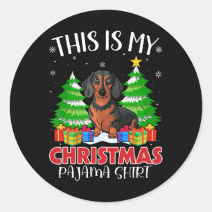 Das ist mein Weihnachts-Pajama-Dackel-Hund Xmas Pj Runder Aufkleber