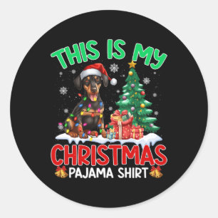 Das ist mein Weihnachts Pajama Doberman Dog Lover Runder Aufkleber