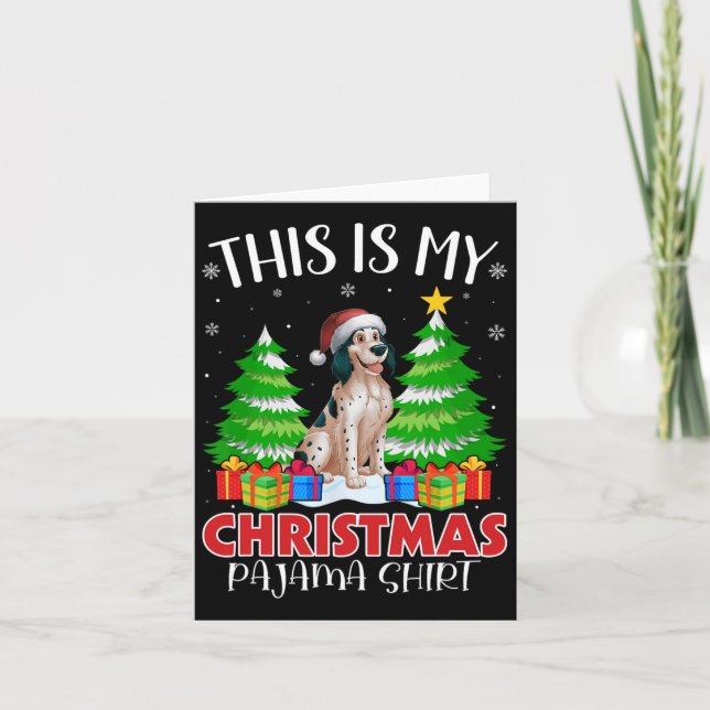 Das ist mein Weihnachts Pajama Englisch Setter Dog Karte (Vorderseite)