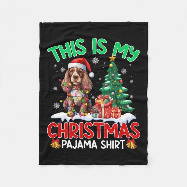 Das ist mein Weihnachts Pajama Er Spaniel Hund Lov Fleecedecke (Vorderseite)