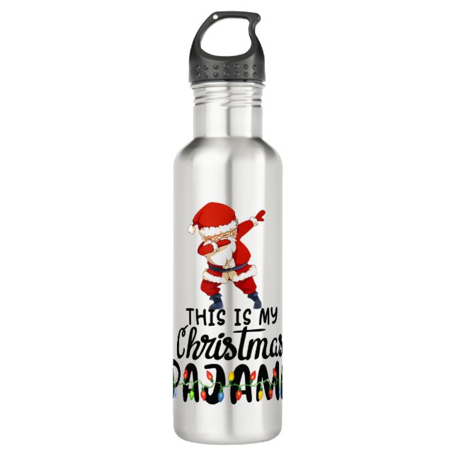 Das ist mein Weihnachts-Pajama Funny Dabbing Santa Edelstahlflasche (Vorderseite)