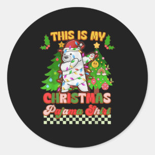 Das ist mein Weihnachts-Pajama-Funny-Lar-Bär-Dabbi Runder Aufkleber