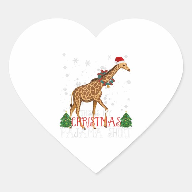 Das ist mein Weihnachts-Pajama-Giraffe Herz-Aufkleber (Vorderseite)