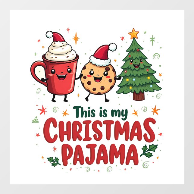 Das ist mein Weihnachts-Pajama-Kekse Heiße Schokol Fensteraufkleber (Blatt)