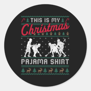Das ist mein Weihnachts-Pajama-Lacrosse-Ugly-Sweat Runder Aufkleber