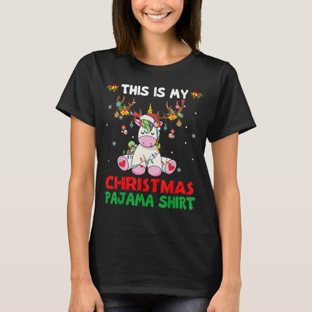 Das ist mein Weihnachts-Pajama-Shirt Unicorn Santa T-Shirt (Vorderseite)